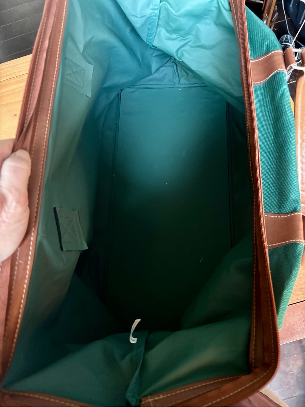 VTG iconic Polo Ralph Lauren Green Canvas Travel Tote with Brown Leather Trim - Picture 9 of 9